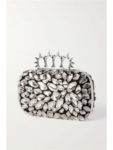 alexander mcqueen four ring satin clutch|alexander mcqueen clutches for women.